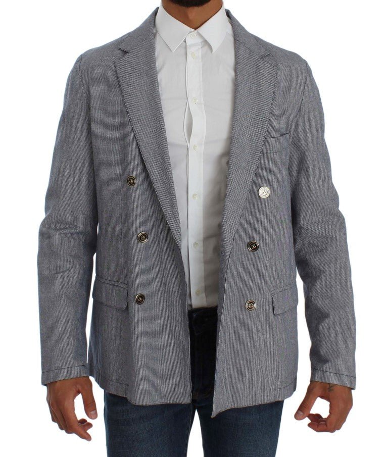 Master Coat Blue Double Breasted Regular Fit Blazer - Fizigo