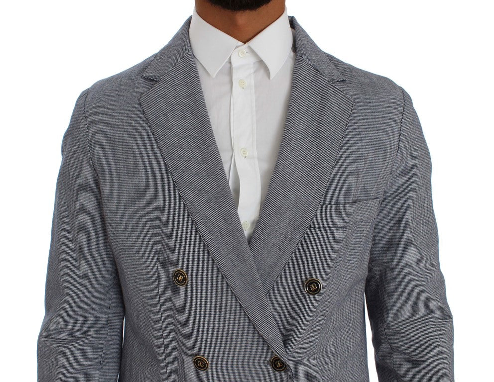 Master Coat Blue Double Breasted Regular Fit Blazer - Fizigo