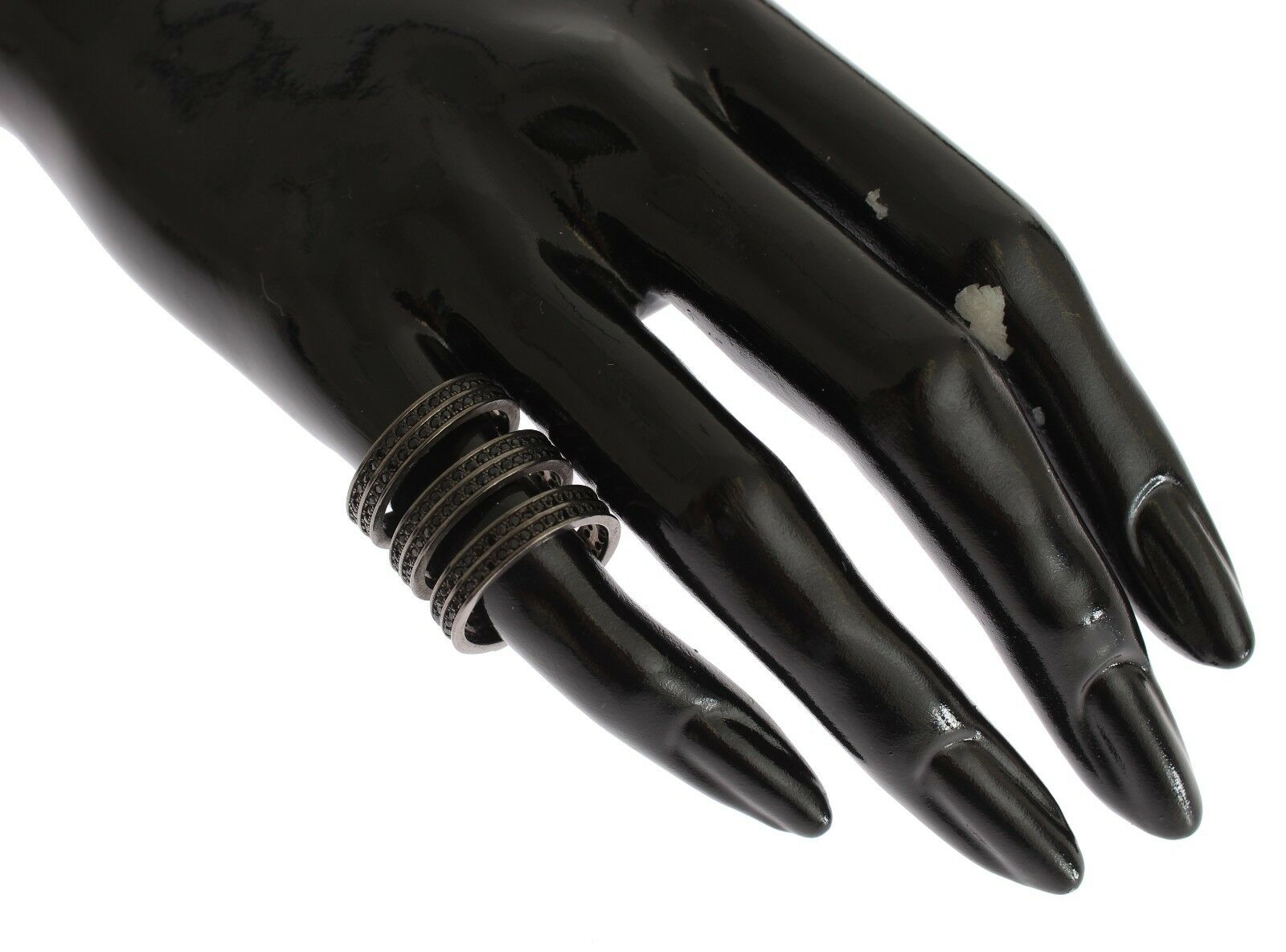 Nialaya Black CZ Rhodium 925 Silver Ring - Fizigo