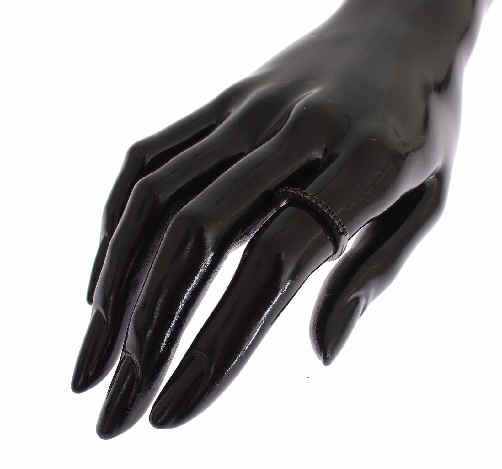 Nialaya Black CZ Rhodium 925 Silver Womens Ring - Fizigo