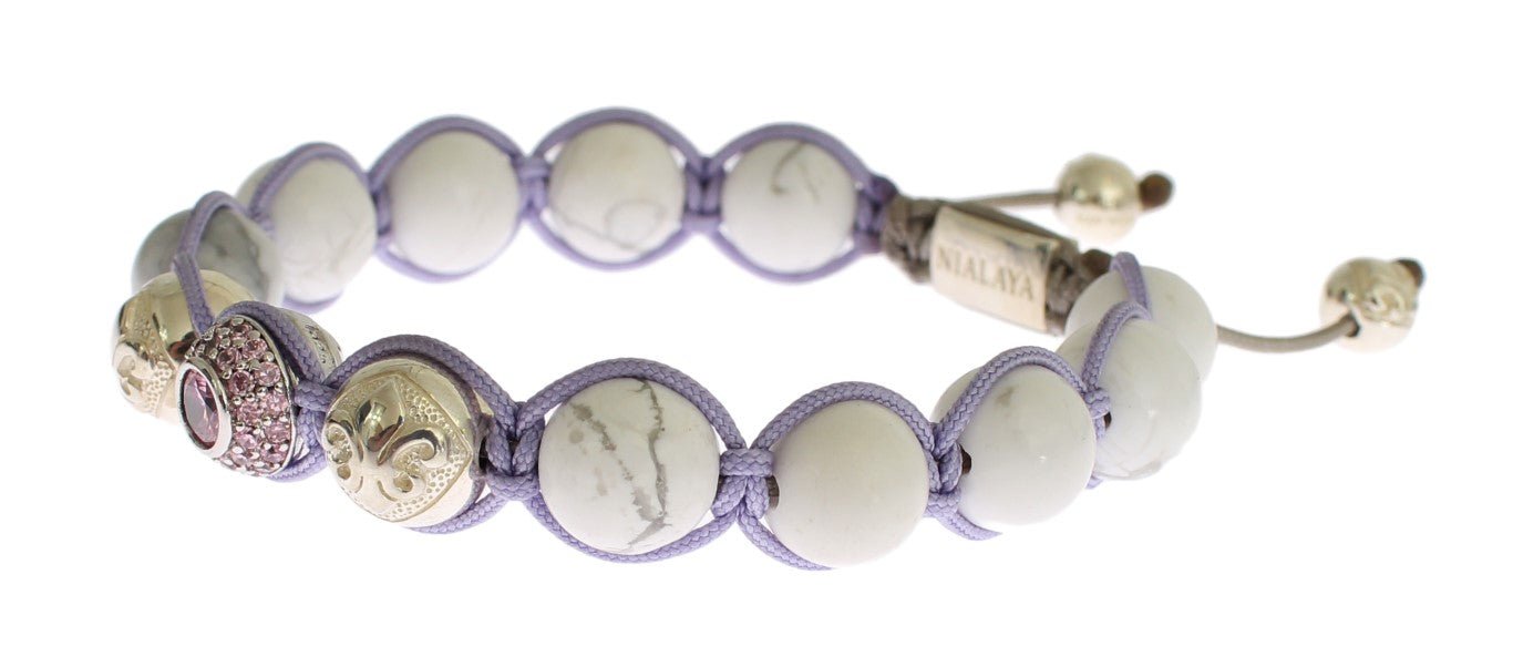 Nialaya Purple CZ Howlite 925 Silver Bracelet - Fizigo