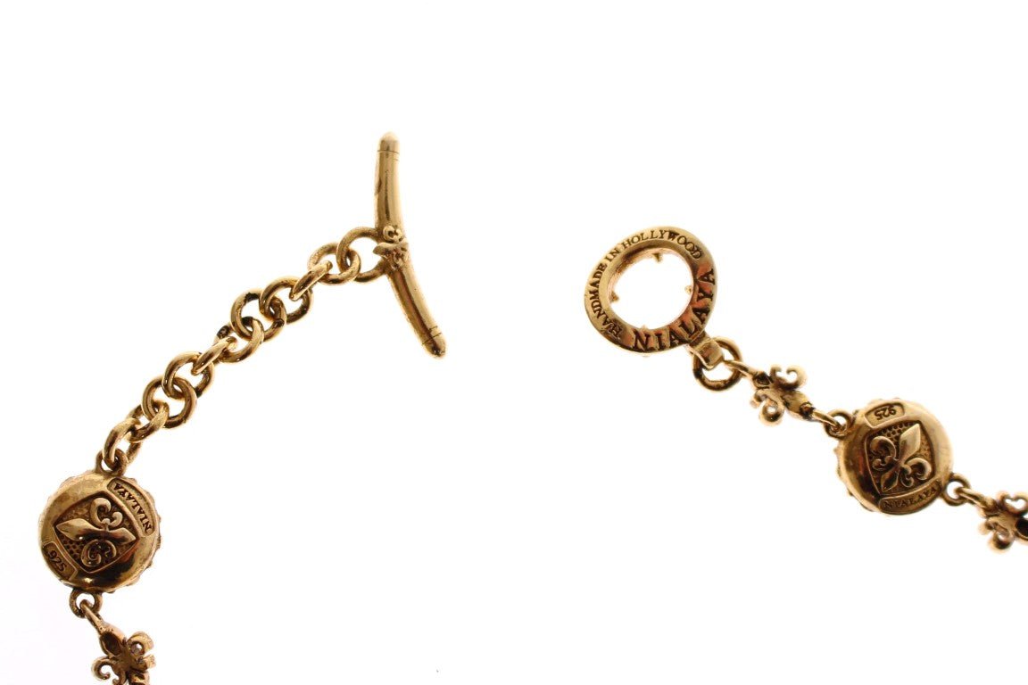 Nialaya Red CZ 18K Gold 925 Silver Bracelet - Fizigo