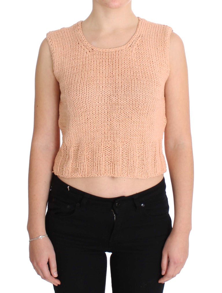 PINK MEMORIES Pink Cotton Blend Knitted Sleeveless Sweater - Fizigo