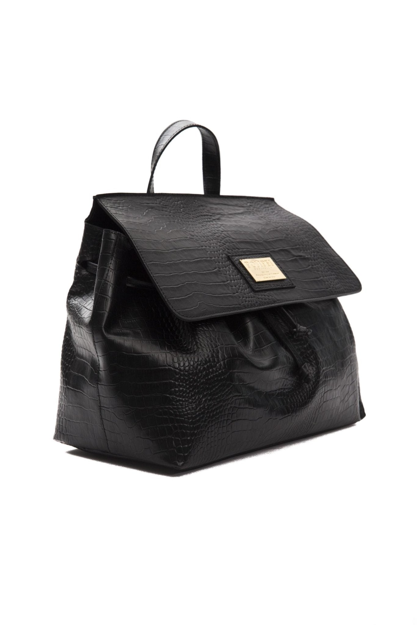 Pompei Donatella Black Leather Handbag - Fizigo