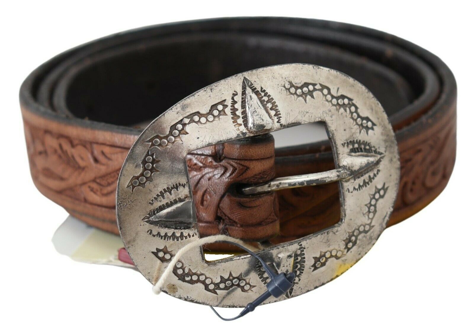 Ralph Lauren Brown Leather Vintage Western Buckle Waist Belt - Fizigo