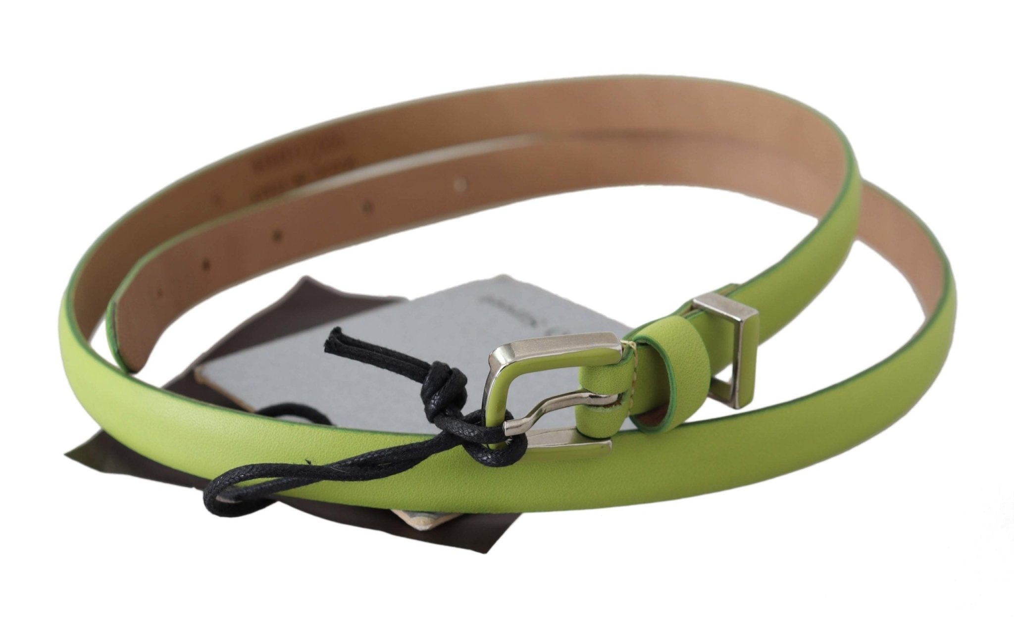 Scervino Street Green Leather Chartreuse Silver Green Buckle Belt - Fizigo