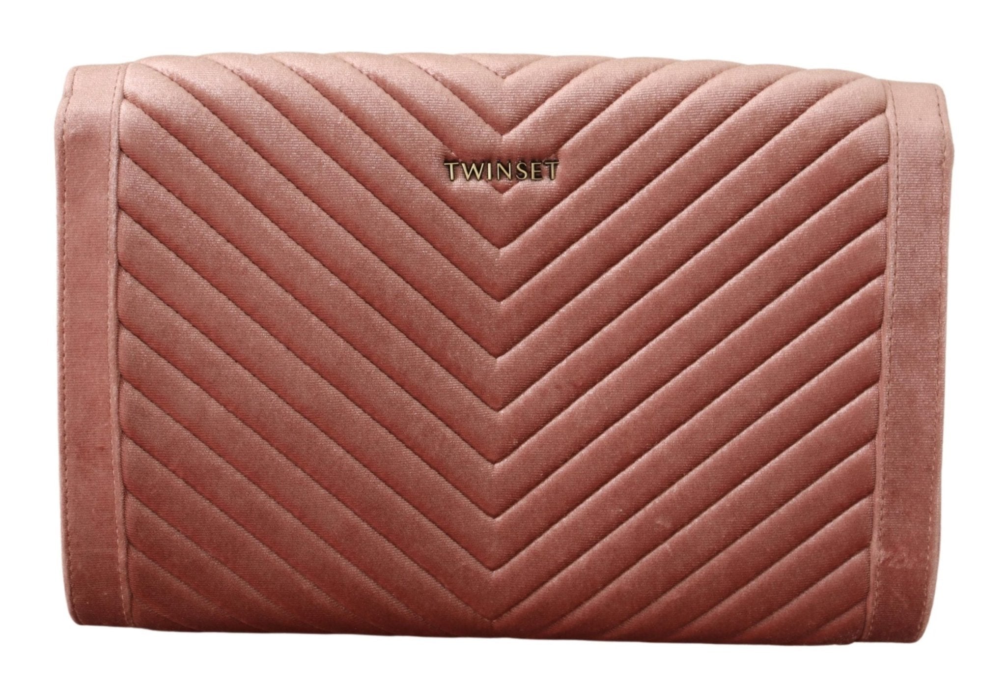 Twinset Pink Leather Crystals Shoulder Chain Strap Women Bag - Fizigo