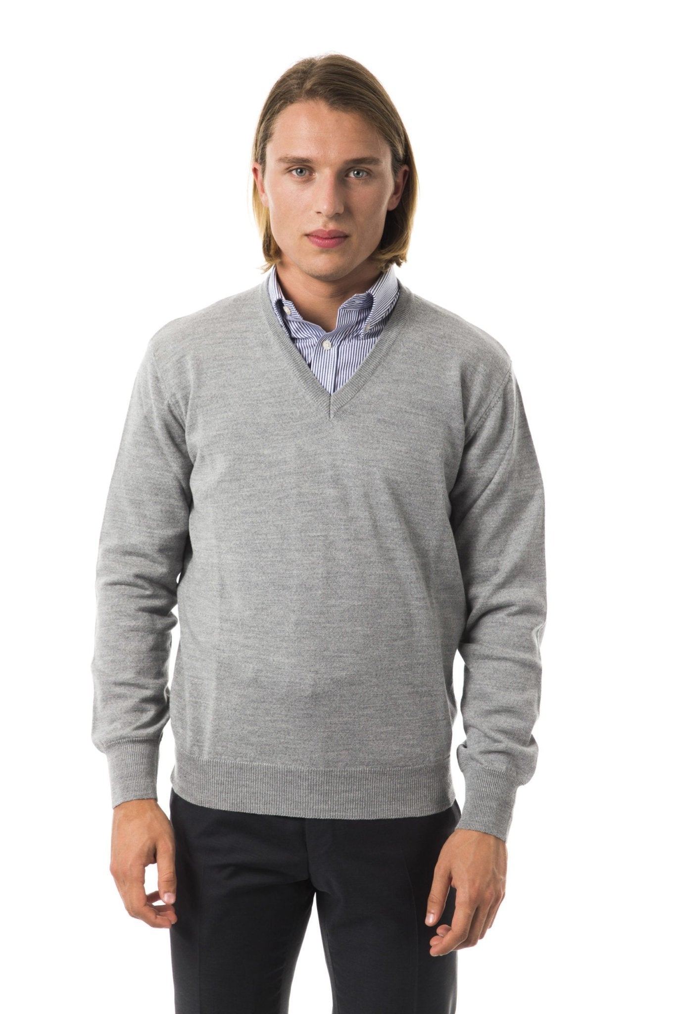 Uominitaliani Gray Wool Sweater - Fizigo