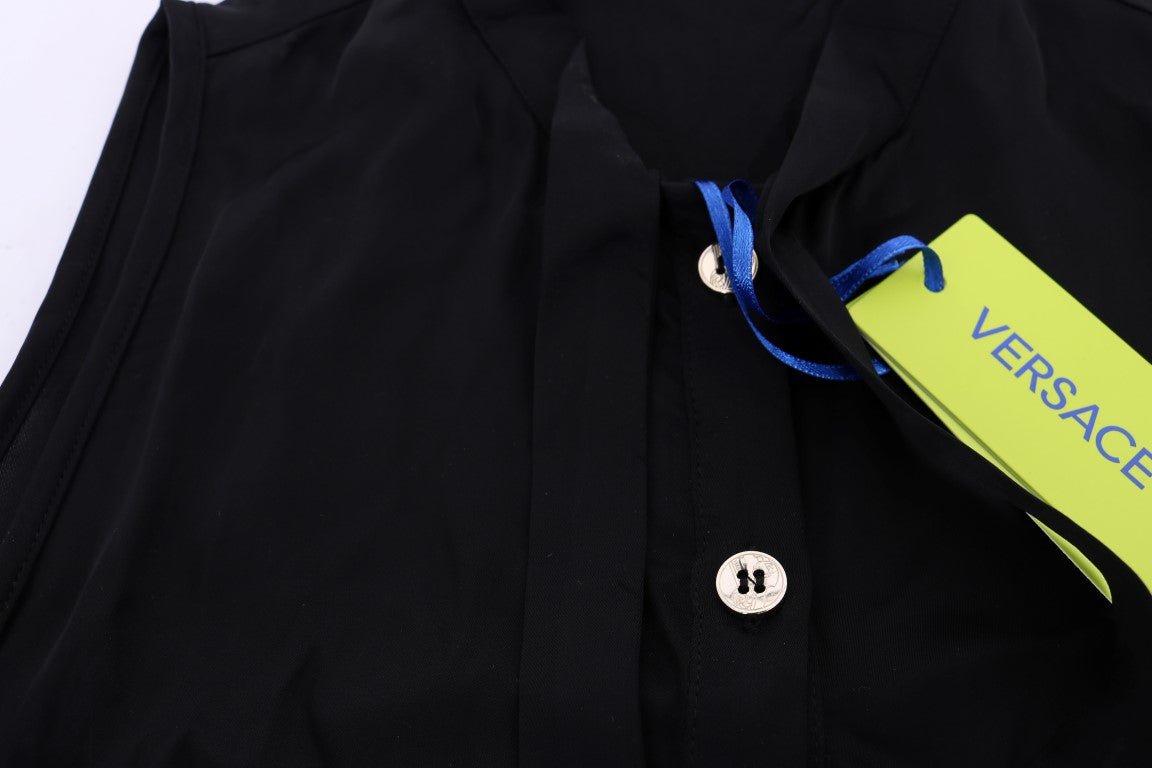 Versace Jeans Black Sleeveless Viscose Blouse Top - Fizigo