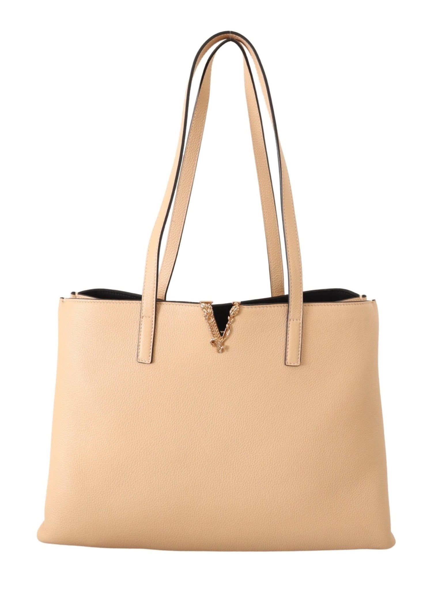 Versace Nude Calf Leather Tote Shoulder & Handbag - Fizigo