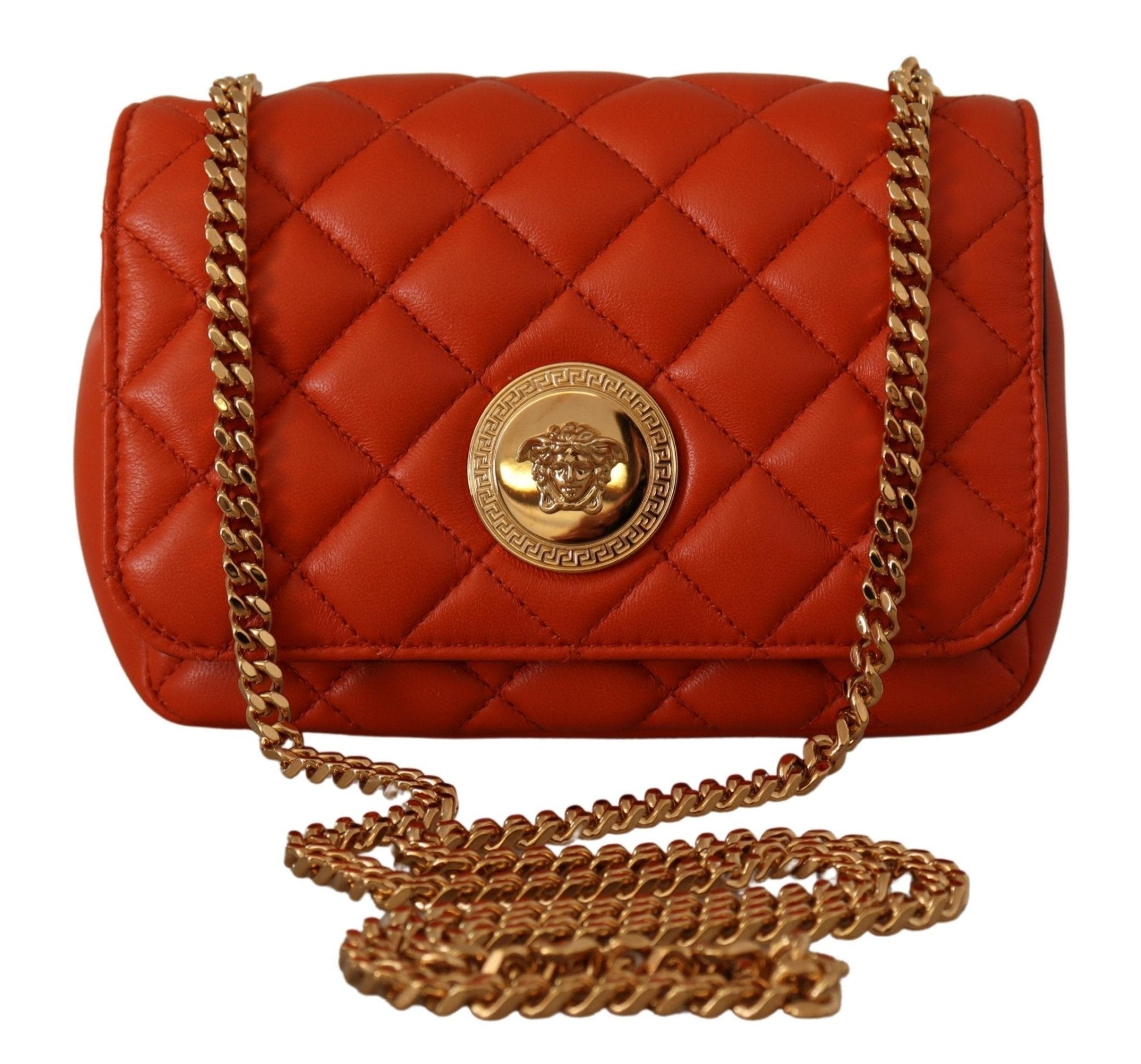 Versace Red Nappa Leather Medusa Small Crossbody Bag - Fizigo